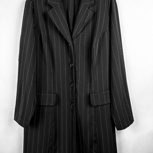 Chelsea Studio Black Pinstripe Long Blazer Coat 18T - ONLY THE COAT (No Pants) - Picture 4 of 11